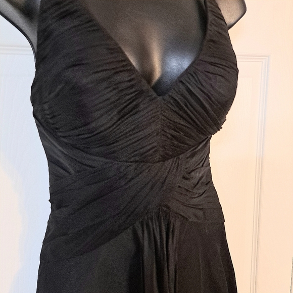 Aidan Mattox Niteline Black Silk Evening Dress - Picture 3 of 9